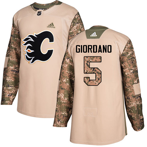 Adidas Flames #5 Mark Giordano Camo Authentic Veterans Day Stitched NHL Jersey